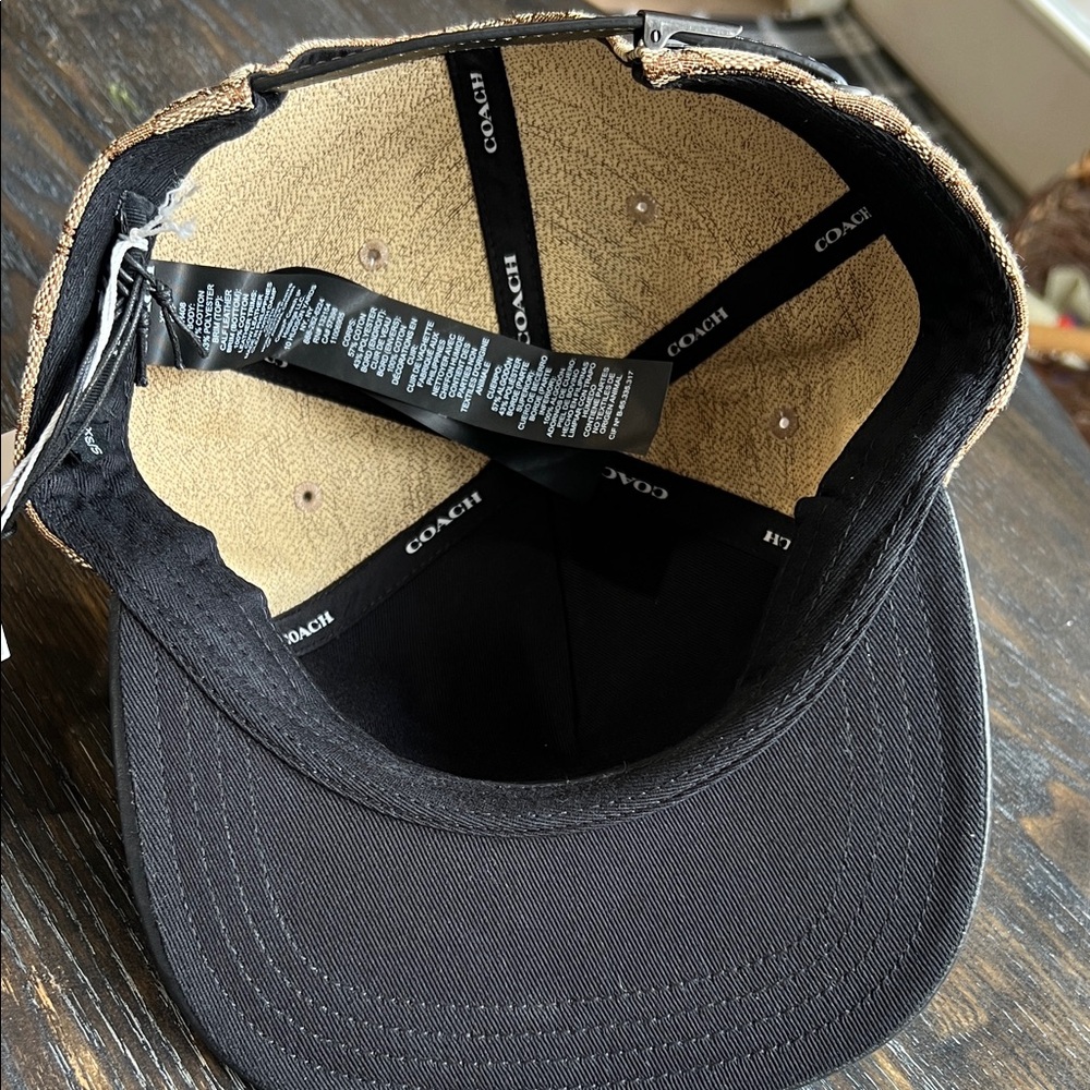 Coach Tan and Brown Signature C and Leather Cap - Picture 3 of 6